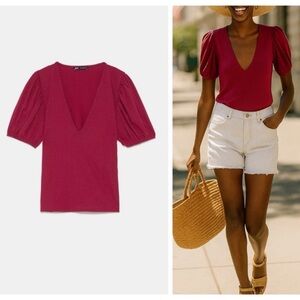 4 for $20 🔥 ZARA ribbed puff sleeve top